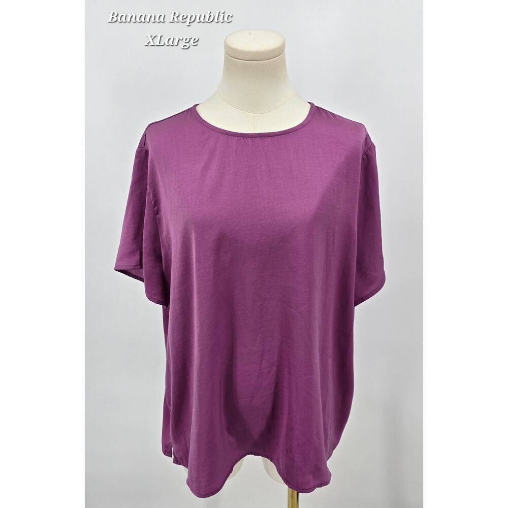 Banana Republic Minimalist Classic Purple Silky Blouse Women's XL